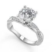 Saniyah Petite twist Pave Round Cut Diamond Engagement Ring - Nivetta